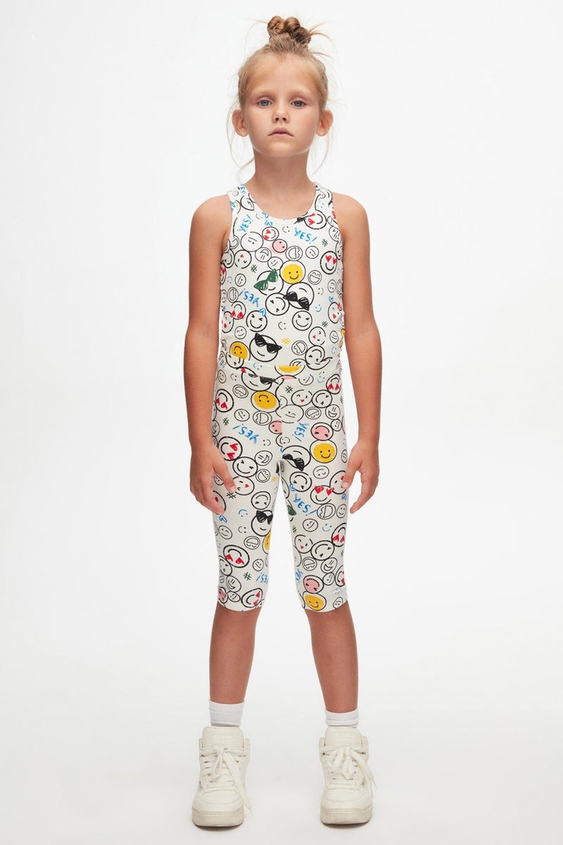 Lovetti Cute Faces Girls Patterned Knee-Length Capri  - Image 1