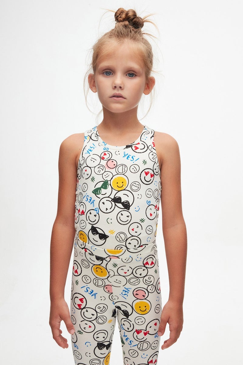 Lovetti Cute Faces Girls Patterned Knee-Length Capri  - Image 3