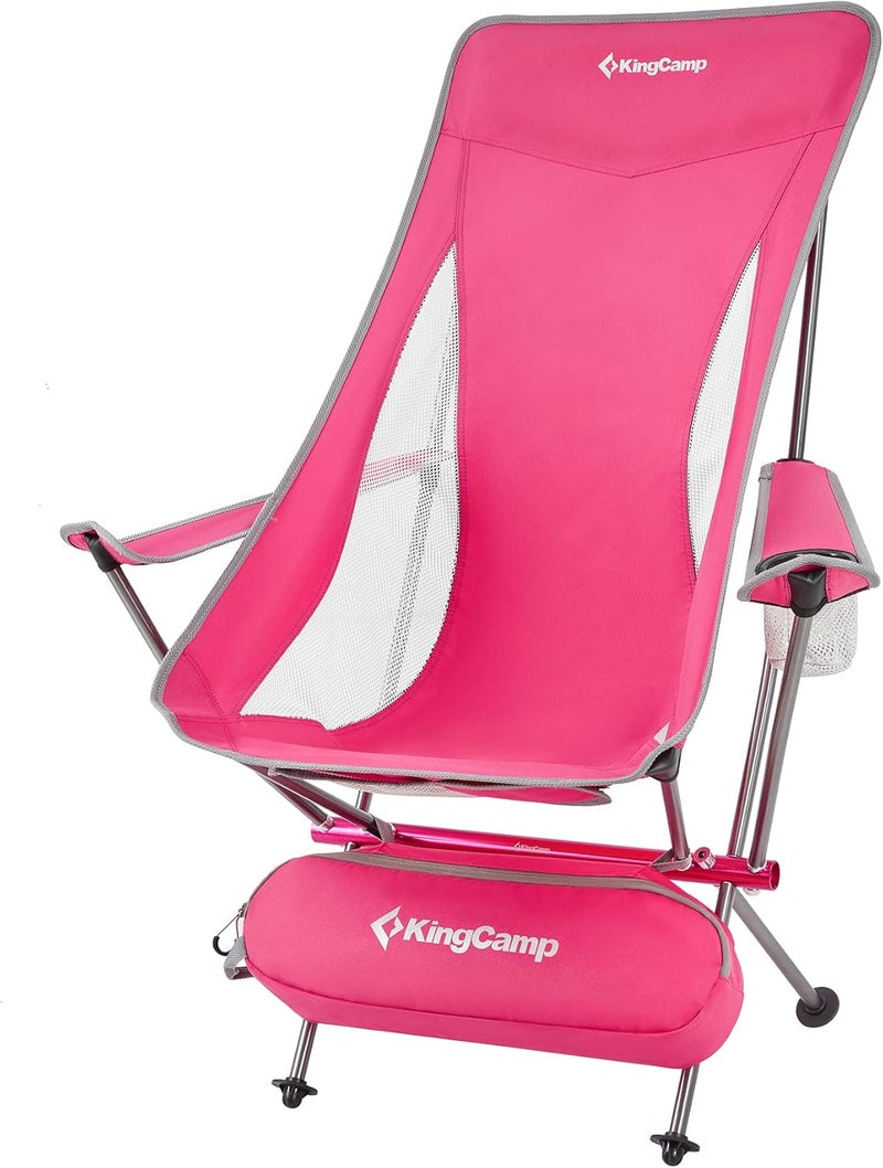 KingCamp كراسي تخييم قابلة للطي خفيفة الوزن من كينغ كامب للبالغين مع مسند ذراع، كرسي تخييم مدمج بظهر مرتفع، قاعدة من سبائك الألمنيوم بالكامل، كراسي تخييم فائقة الخفة للبالغين - حقيبة حمل، جيب جانبي، مسند رأس - Image 1