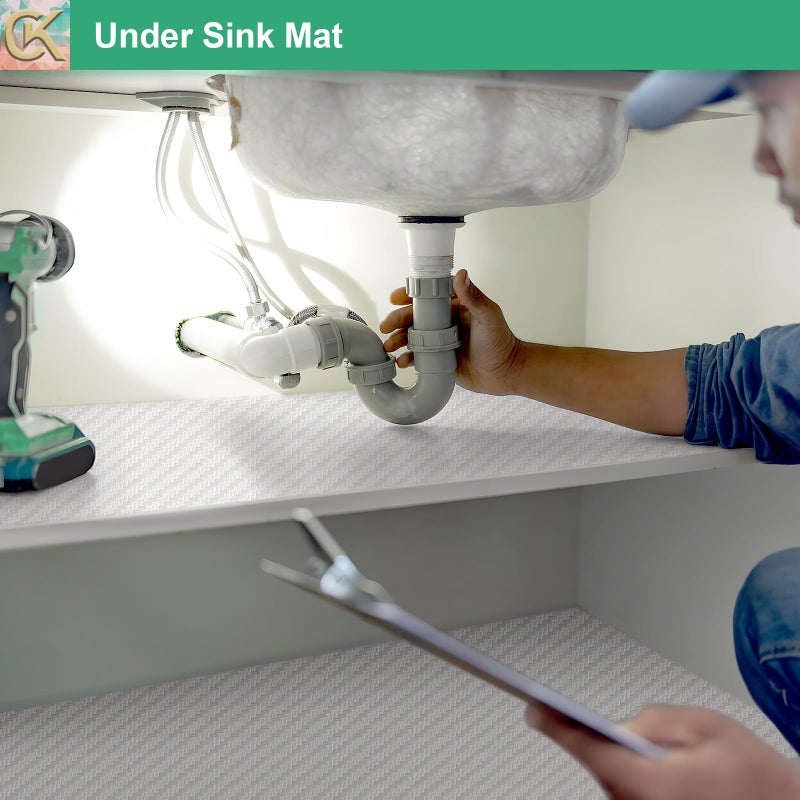 ChiKiner Self-Adhesive Shelf Liner Kitchen Liner, Waterproof Backed Paper Easy Peel and Stick Contact Liner Without Residue for Decor Your Desk Surface, Kitchen Countertops (White, 11.8 x 59 inches) - Image 5