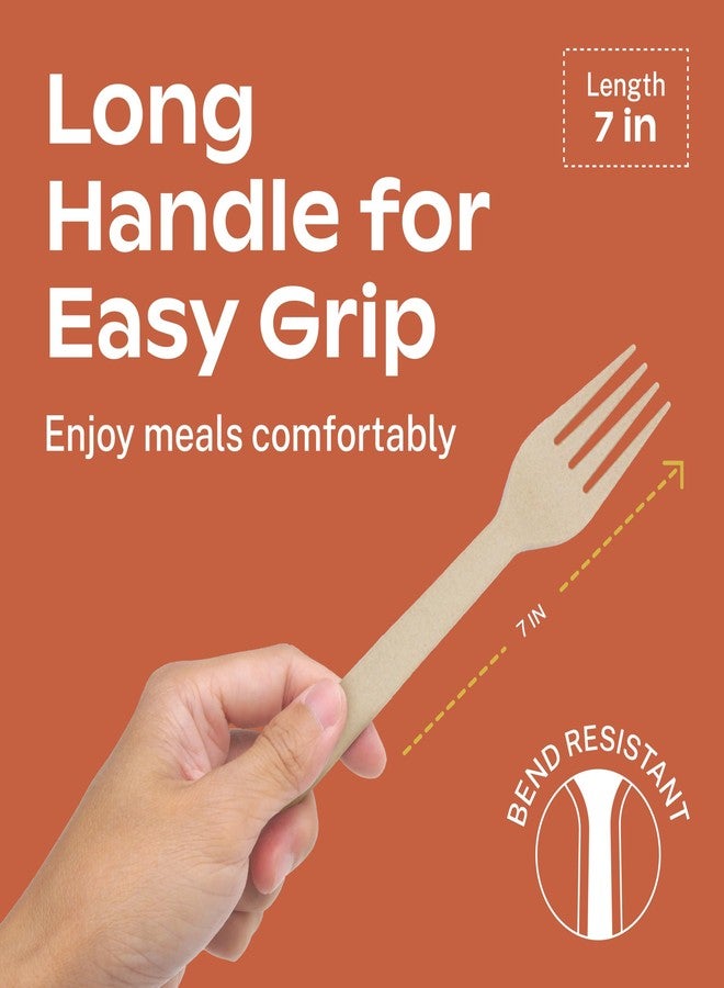CORAL Light Brown 100% Compostable Silverware Set 340 Pieces - Heavy Duty 160 Forks, 120 Spoons, 60 Knives Bulk - Break Resistant with Smooth Edges, Ocean Friendly Alternative to Plastic Utensils - Image 3