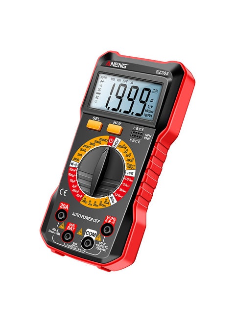 SZ305 Multimeter Capacitor Testers Professional 1999 Counts Smart Voltmeter Ohm Meter Fast Accurately Measures Voltage Current Resistance Capacitor Frequency Diode hFE