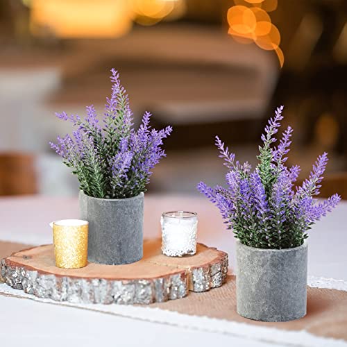 CADNLY Artificial Lavender Plant in Pots - Faux Lavender Flowers Decor – Fake Flowers Purple Decor Plant Potted Bathroom Bedroom Kitchen Farmhouse Home 2 Pack - Image 4