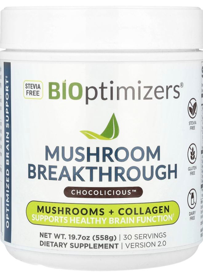 BiOptimizers Mushroom Breakthrough Mushroom + Collagen Chocolicious™ 19.7 oz (558 g)