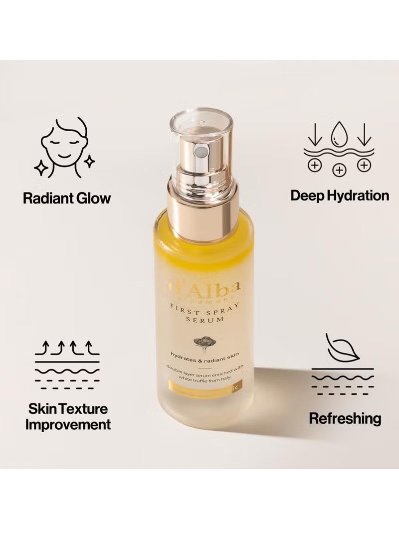 دالبا پيدمونت d'alba Piedmont Italian White Truffle First Spray Serum (Vegan) ، مصل ترطيب لامع ضباب الوجه ، dalbamist ، حزمة من 1 ، 3.38 أوقية فلورية - Image 3