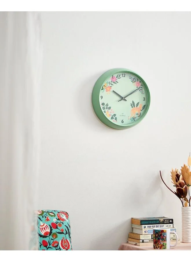 Chumbak Tropical Jungle Wall Clock | 11 inch | Home Decor| Silent Sweep Movement | Mineral Glass | Matte Rim | Perfect for Gifting