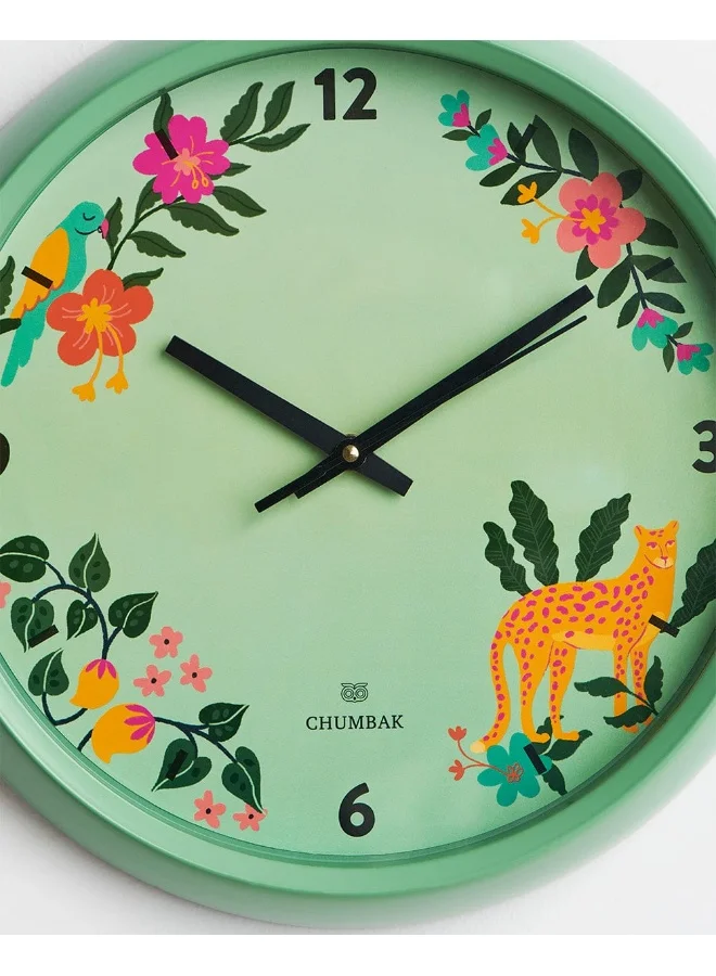 تشامباك ساعة حائط Chumbak Tropical Jungle | 11 بوصة | ديكور المنزل | حركة الاجتياح الصامتة | زجاج معدني | حافة غير لامعة | مثالي للإهداء