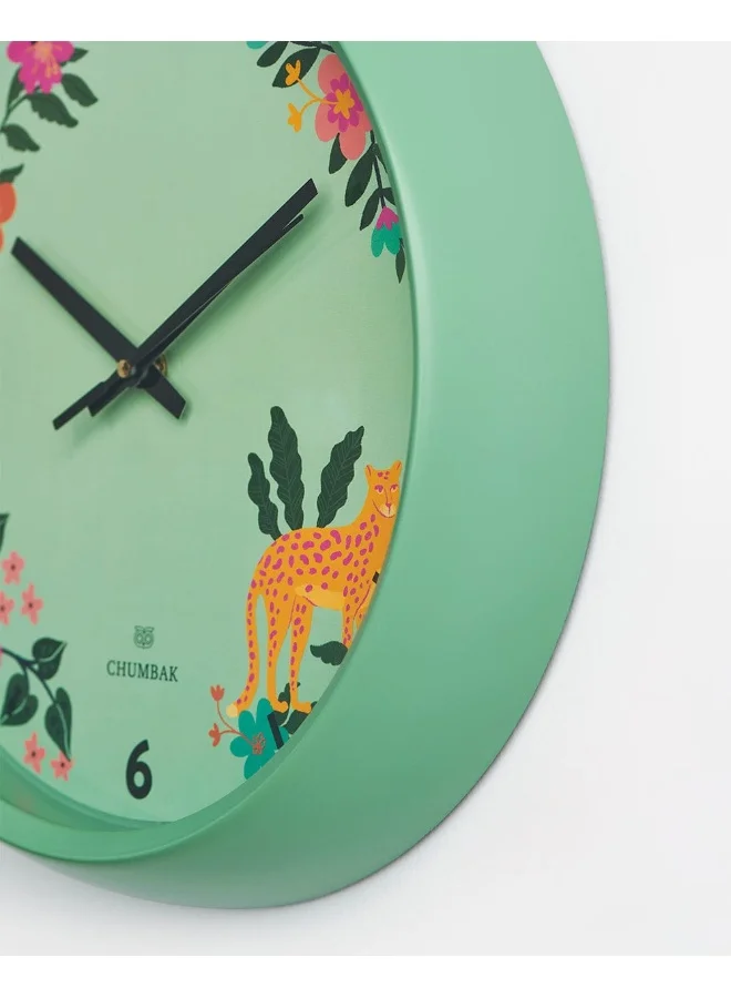 تشامباك ساعة حائط Chumbak Tropical Jungle | 11 بوصة | ديكور المنزل | حركة الاجتياح الصامتة | زجاج معدني | حافة غير لامعة | مثالي للإهداء