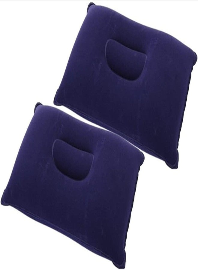FANTIA 2 Pack Inflatable Pillow Blue Ultralight Pillow Camping Travel Pillow Small Squared Flocked Fabric Air Pillow for Camping and Hiking - Image 1