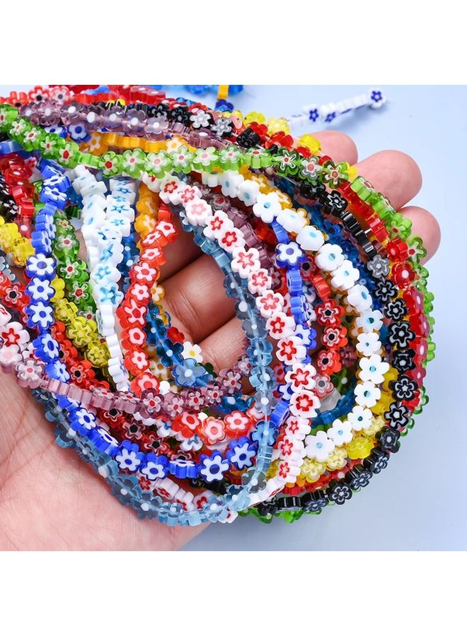 Neovivi 6mm Irregular Glass Daisy Spacer Beads For Jewelry Making Yellow Red - Image 3