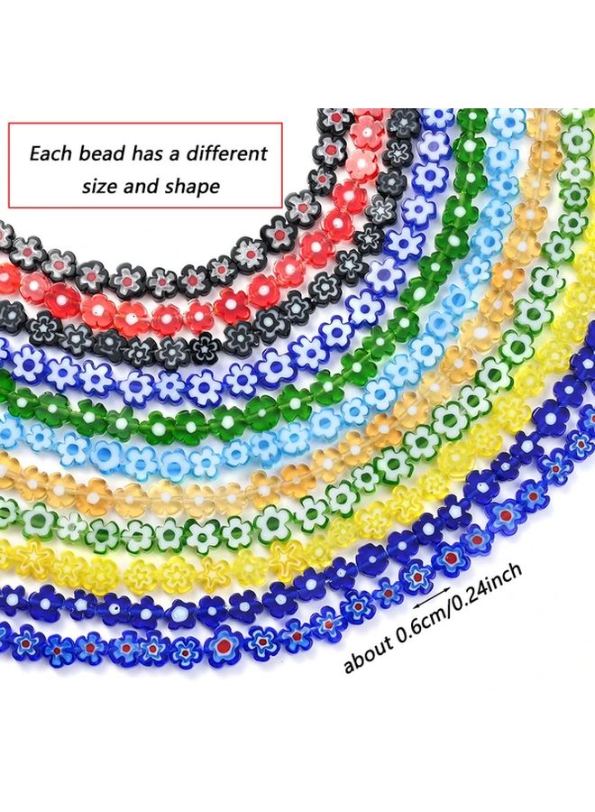 Neovivi 6mm Irregular Glass Daisy Spacer Beads For Jewelry Making Yellow Red - Image 2