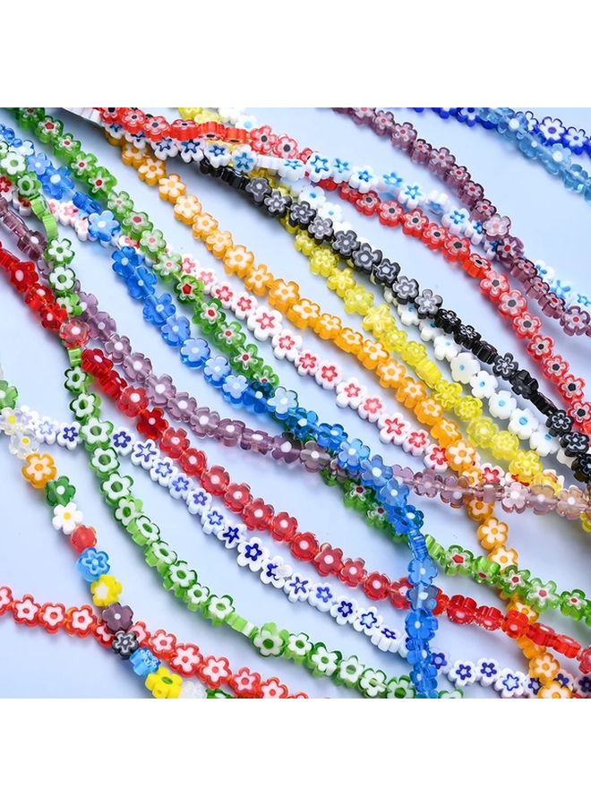 Neovivi 6mm Irregular Glass Daisy Spacer Beads For Jewelry Making Yellow Red - Image 4