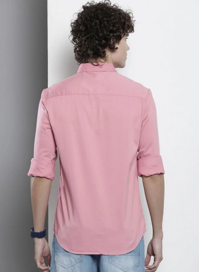 The Indian Garage Co Men Slim Fit Solid Full Sleeves Spread Collar Casual Shirt