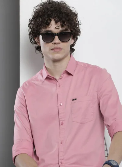The Indian Garage Co Men Slim Fit Solid Full Sleeves Spread Collar Casual Shirt