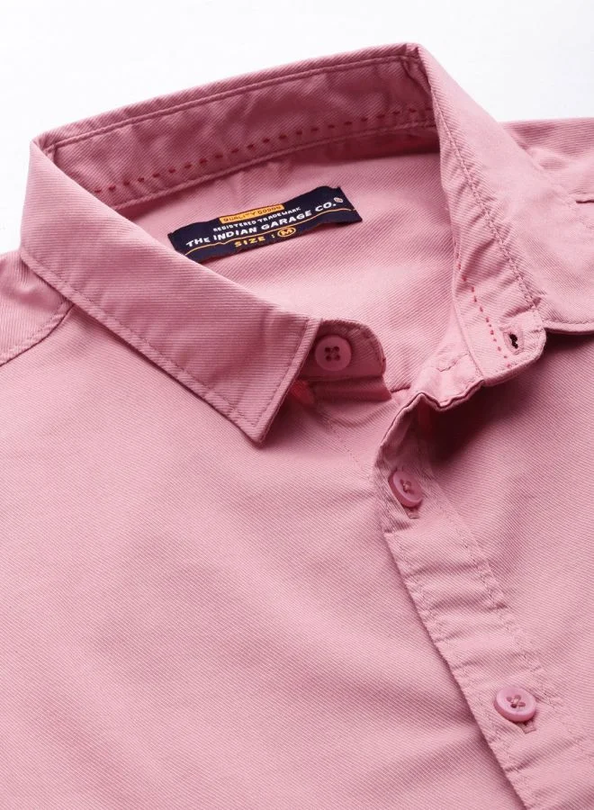The Indian Garage Co Men Slim Fit Solid Full Sleeves Spread Collar Casual Shirt