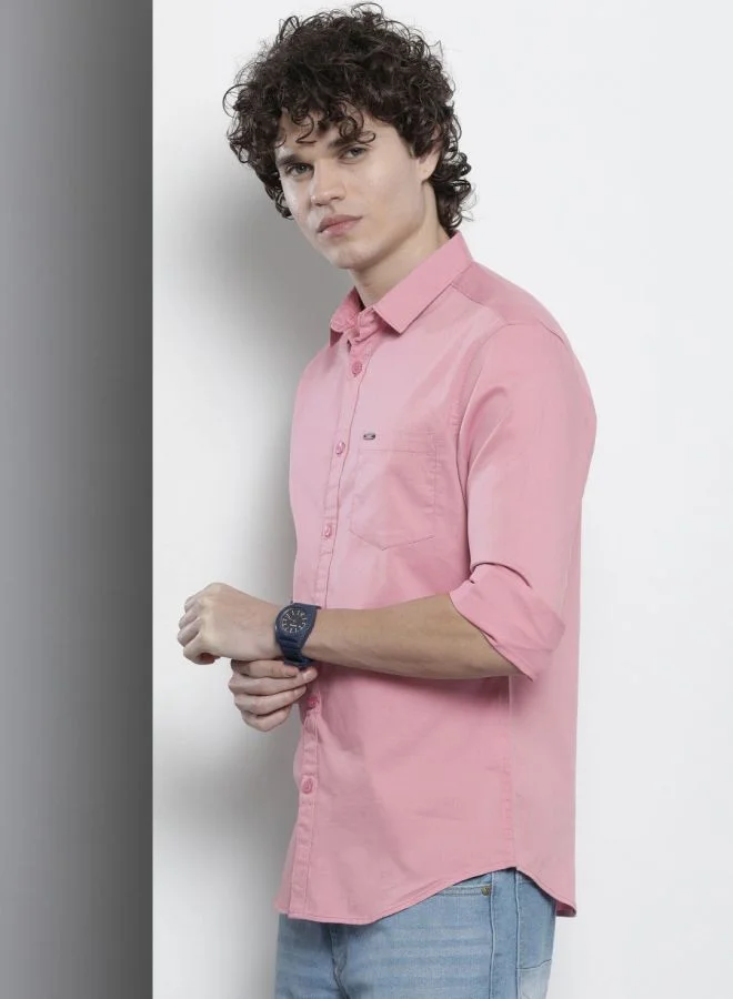 The Indian Garage Co Men Slim Fit Solid Full Sleeves Spread Collar Casual Shirt