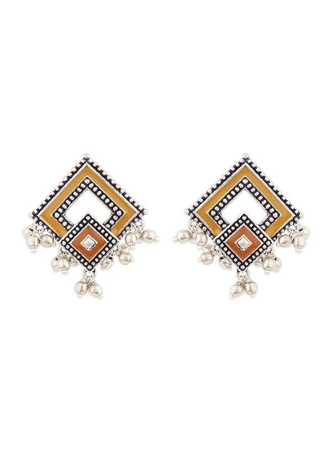 VOYLLA Sanwari Rhombus Brass Earrings