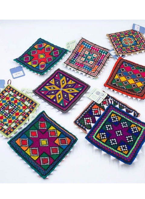 Set of 10 Pot Holders Multicolour