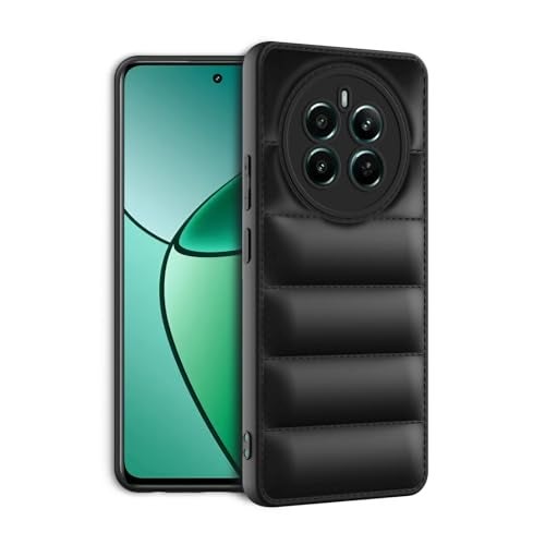 Plus Puffer Case Camera Protection Soft Back Cover for Realme P1 5G / Realme 12Plus 5G / Realme Narzo 70 Pro 5G - Black - Image 2