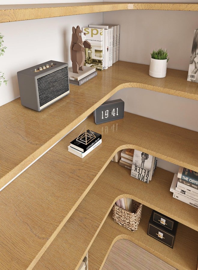 ReWallpaper ورق جدران ReWallpaper الخشبي الخفيف القابل للإزالة، ورق جدران خشبي بلون خشب البلوط، قابل للإزالة، للخزائن، غلاف فينيل خشبي بني ذاتي اللصق، لأسطح العمل والأدراج والمكاتب، 15.8 بوصة × 0 قدم - Image 5