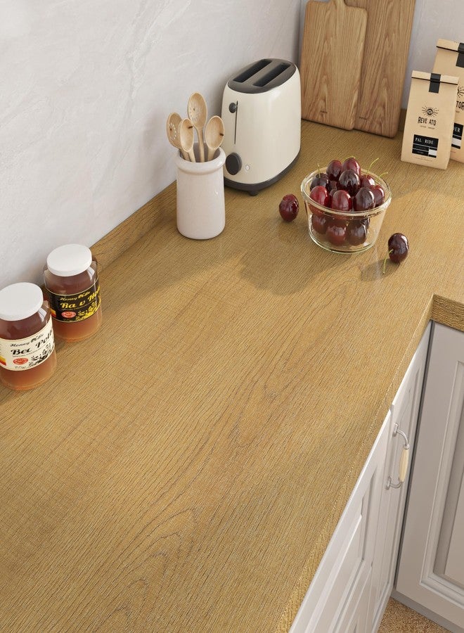 ReWallpaper ورق جدران ReWallpaper الخشبي الخفيف القابل للإزالة، ورق جدران خشبي بلون خشب البلوط، قابل للإزالة، للخزائن، غلاف فينيل خشبي بني ذاتي اللصق، لأسطح العمل والأدراج والمكاتب، 15.8 بوصة × 0 قدم - Image 1