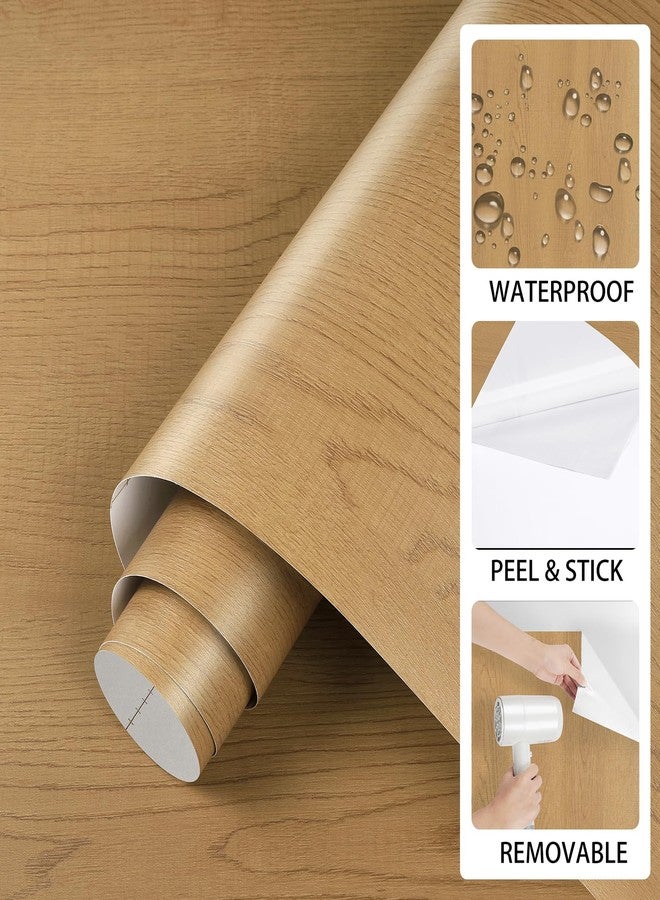 ReWallpaper ورق جدران ReWallpaper الخشبي الخفيف القابل للإزالة، ورق جدران خشبي بلون خشب البلوط، قابل للإزالة، للخزائن، غلاف فينيل خشبي بني ذاتي اللصق، لأسطح العمل والأدراج والمكاتب، 15.8 بوصة × 0 قدم - Image 4