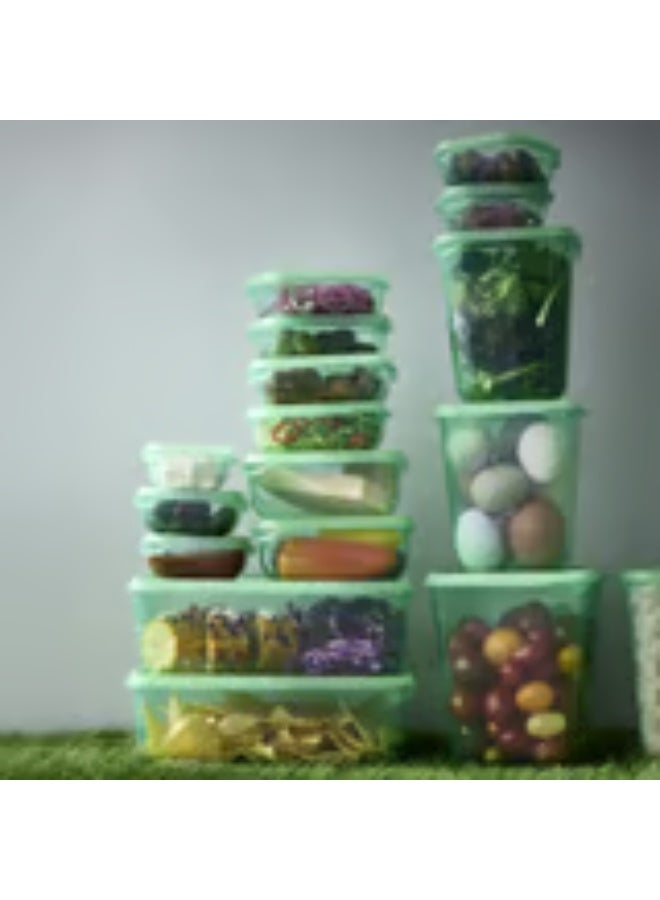 Food container with lid, set of 17, green - Image 2