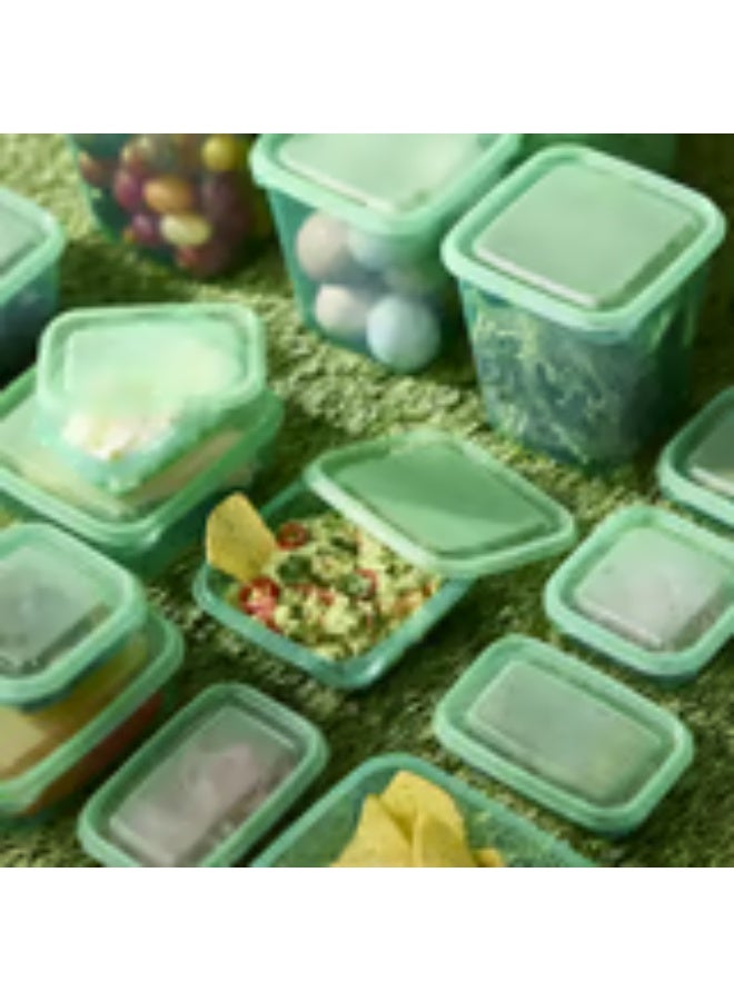 Food container with lid, set of 17, green - Image 3