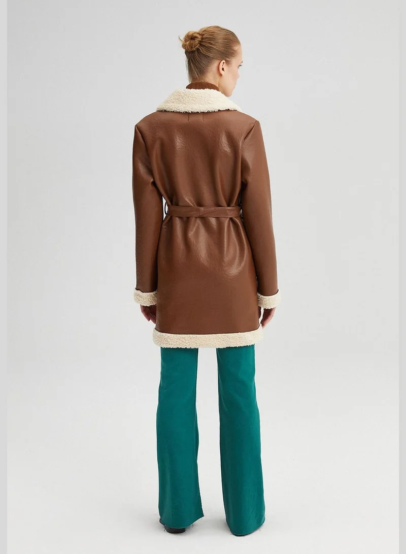 Touche LEATHER COAT WITH FURRY