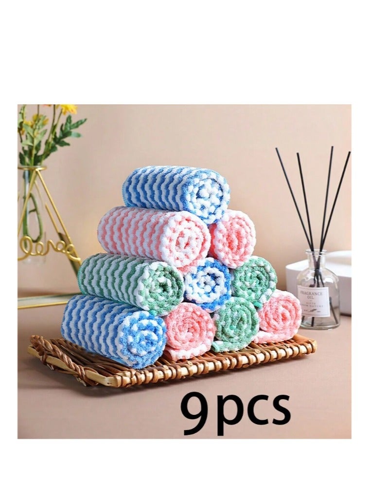 عدد 9 قطع قماش لتنشيف الأطباق والتنظيف المنزلي، صوف سميك غير لاصق - Image 1