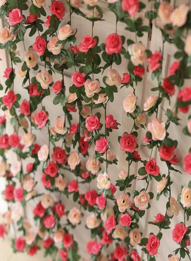 Partyjoy PARTY JOY 5pcs 41Ft Flower Garland Fake Rose Vine Artificial Flowers Hanging Rose Ivy Hanging Baskets Wedding Arch Garden Background Decor (Pink, 5) - Image 2
