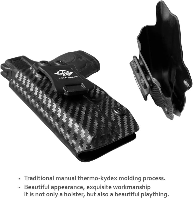 POLE.CRAFT M&P Shield 9MM Holster IWB Kydex Holster Fit: Smith & Wesson M&P Shield Plus / M2.0 / M1.0-9mm/.40 S&W 3.1" Barrel Pistol- Inside Waistband - Image 3