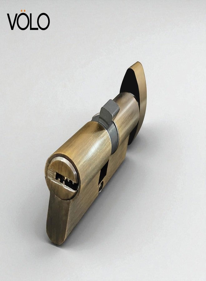 Volo Brass Cylinder 70mm with 3 Brass Computerised Keys. Suitable for CY Mortise Lock Set. Colour: Antique Brass - Image 5
