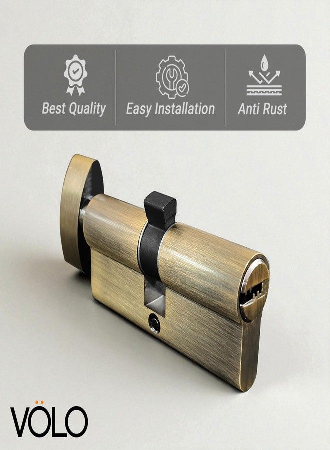 Volo Brass Cylinder 70mm with 3 Brass Computerised Keys. Suitable for CY Mortise Lock Set. Colour: Antique Brass - Image 3