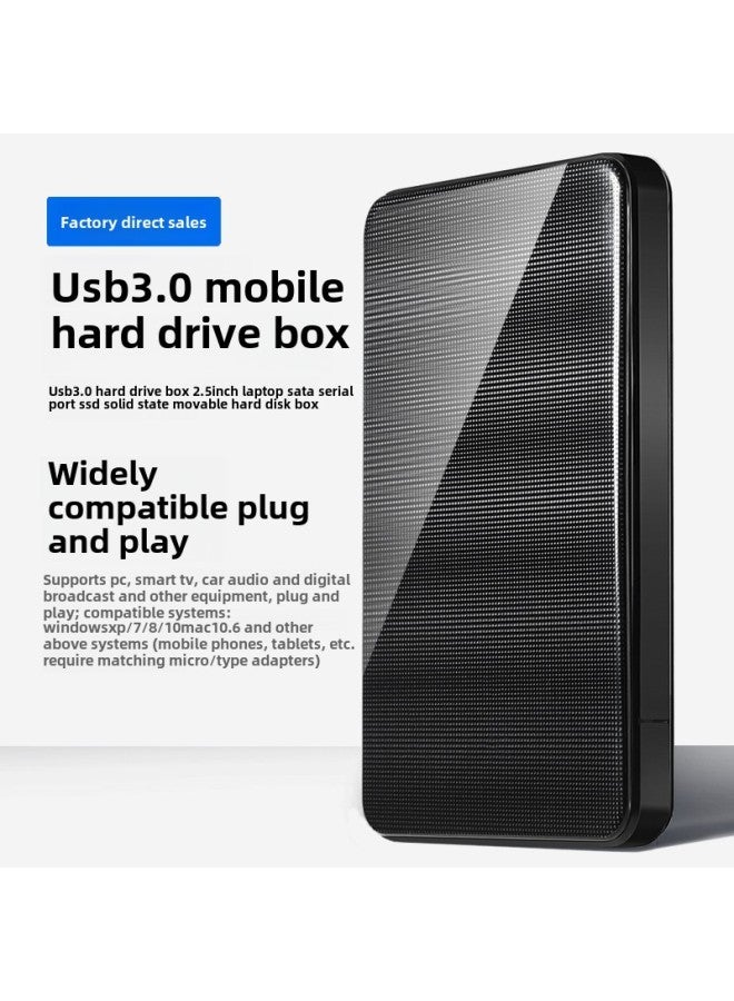 صندوق محرك الأقراص الصلبة البلاستيكي الأسود USB3.0 للبيع المباشر من المصنع، واجهة SATA، محرك أقراص صلبة ميكانيكي SSD عالمي مقاس 2.5 بوصة - اللون: أسود - Image 3