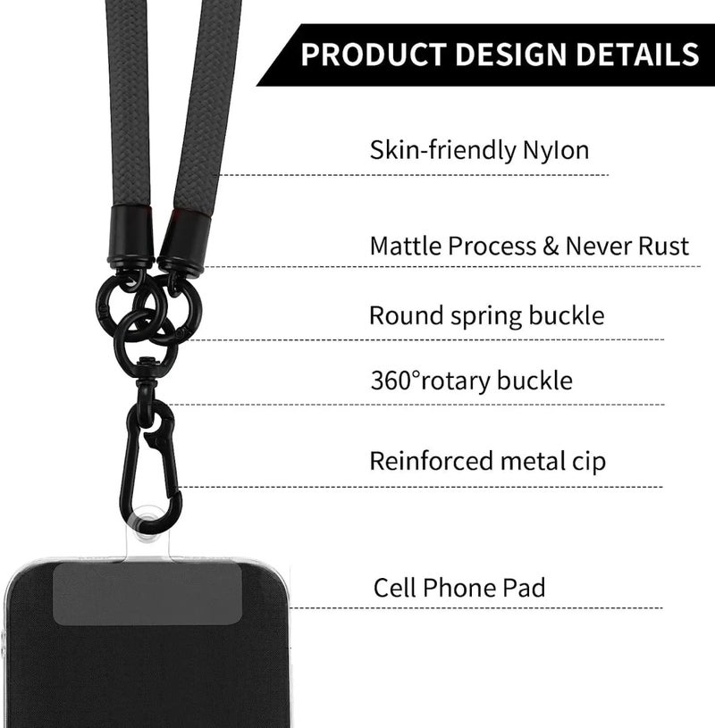 GadgetBite Phone Lanyard for Mobile Strap String Multipurpose Hand Wrist Strap Cross Body Shoulder Strap for Hands Free Carrying Keychain for Cellphone Camera Keys ID Cards USB Flash Drive - Black - Image 2
