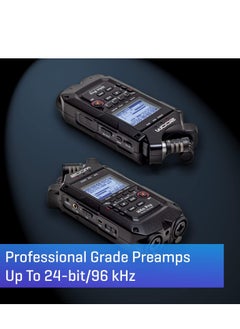 زوم مسجل صوت محمول Zoom H4N Pro أسود بالكامل رباعي المسارات (موديل 2020)، ميكروفونات ستيريو، مدخلان XLR/¼ بوصة، مدخلات جيتار، يعمل بالبطارية، مسجل متعدد المسارات للموسيقى، صوت للفيديو، بودكاست  - Image 3