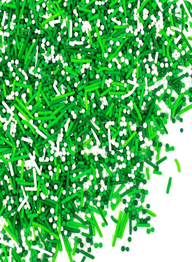LEBERY St. Patrick's Day Sprinkles 8 Oz Green Sprinkles for Cake Decorating White Green Jimmies Mix Edible Mini Sugar Pearls Sprinkle Sweet Luck Sprinkle St. Patrick's Day Theme Cake Cupcake Dessert Toppings - Image 1