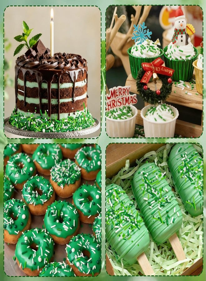LEBERY St. Patrick's Day Sprinkles 8 Oz Green Sprinkles for Cake Decorating White Green Jimmies Mix Edible Mini Sugar Pearls Sprinkle Sweet Luck Sprinkle St. Patrick's Day Theme Cake Cupcake Dessert Toppings - Image 4