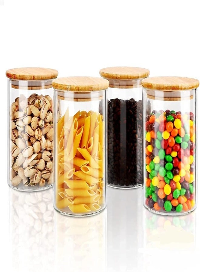 AKDC Blackstone Glass Jar Canister With Air Tight Bamboo Lid Kitchen Food Container For Flour, Sugar, Coffee, Cookie Jar, Candy, Snack And More Set Of 4 Pcs - Yk4105 (1500 Ml) - Image 3