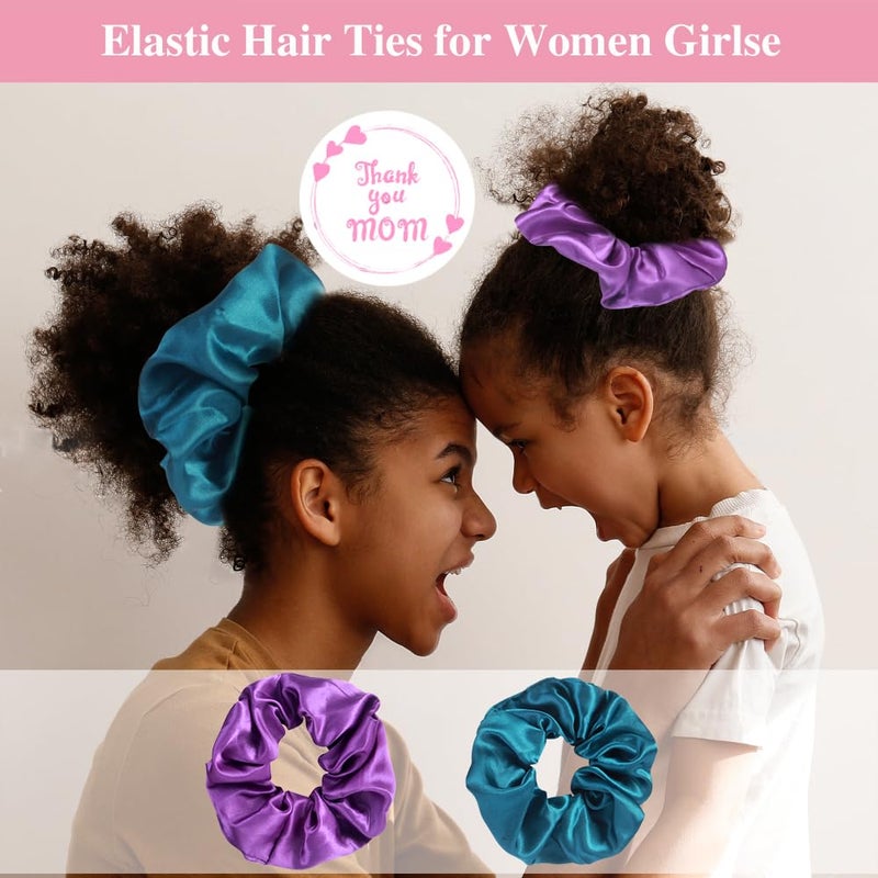 Heniho 2+2 Satin Bonnets with Scrunchies for Kids, Cute Hair Bonnets for Girls Sleeping Curly Hair, B - Image 5