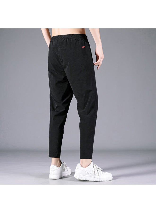 Vancamel Men's Casual Pants Four Seasons Elastic Loose Straight-leg Trendy Sports Trousers Dark Grey 3XL - Image 2