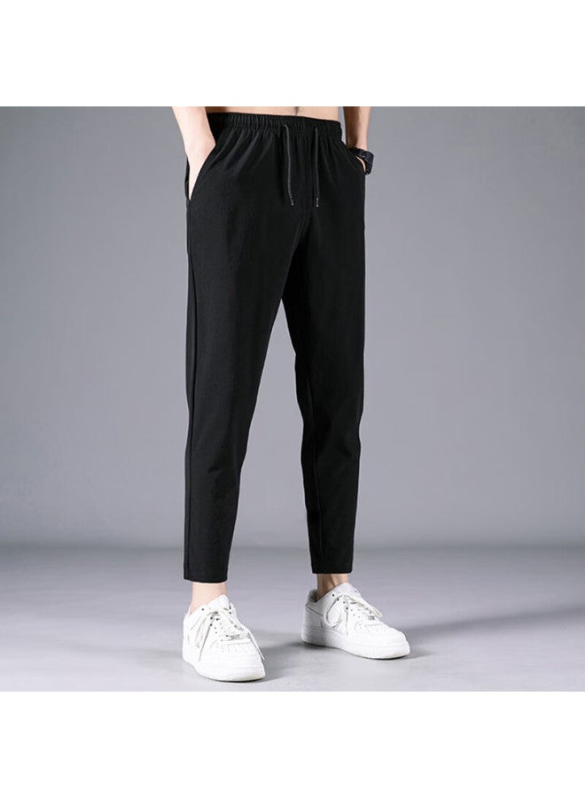 Vancamel Men's Casual Pants Four Seasons Elastic Loose Straight-leg Trendy Sports Trousers Dark Grey 3XL - Image 1