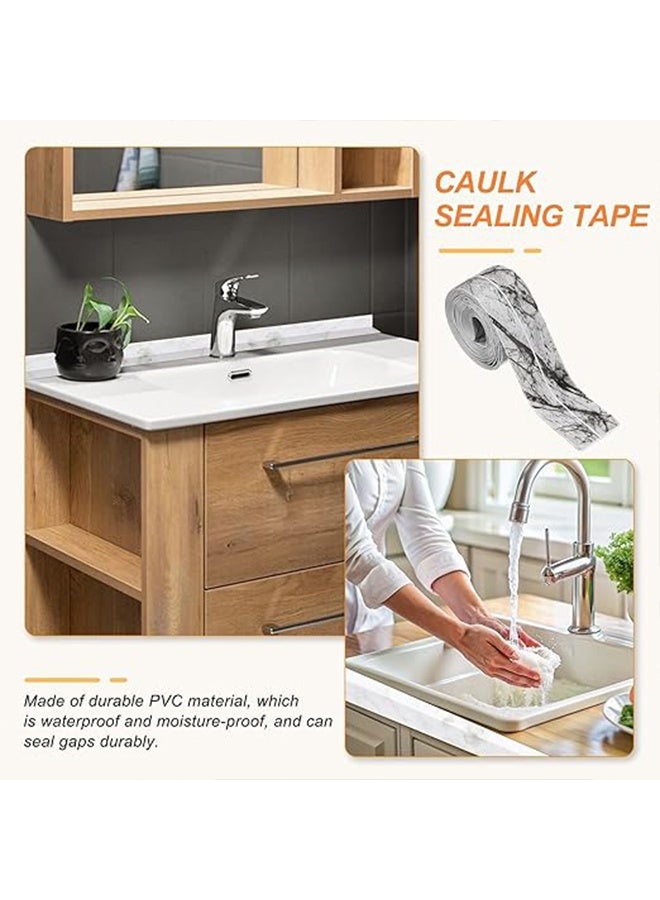 شريط مانع تسرب ذاتي اللصق مقاوم للماء من قطعتين، شريط مانع تسرب المرحاض من مادة البولي فينيل كلوريد، شريط مانع تسرب حوض الاستحمام، للحمام، سطح المطبخ، بنمط حجر الحبر - Image 5