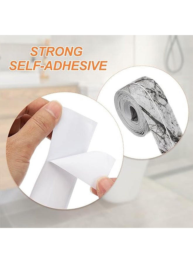شريط مانع تسرب ذاتي اللصق مقاوم للماء من قطعتين، شريط مانع تسرب المرحاض من مادة البولي فينيل كلوريد، شريط مانع تسرب حوض الاستحمام، للحمام، سطح المطبخ، بنمط حجر الحبر - Image 3