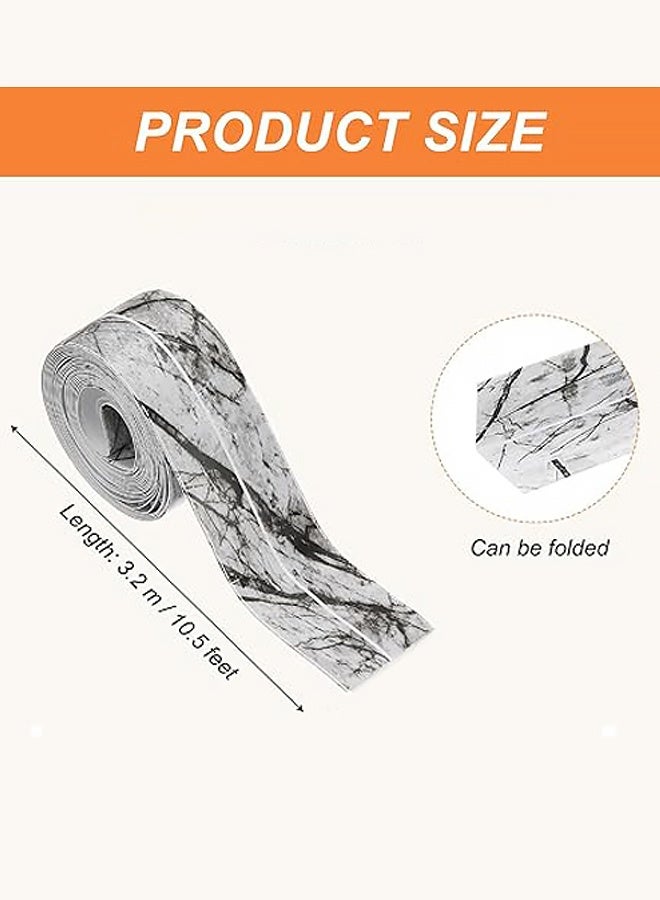 شريط مانع تسرب ذاتي اللصق مقاوم للماء من قطعتين، شريط مانع تسرب المرحاض من مادة البولي فينيل كلوريد، شريط مانع تسرب حوض الاستحمام، للحمام، سطح المطبخ، بنمط حجر الحبر - Image 2
