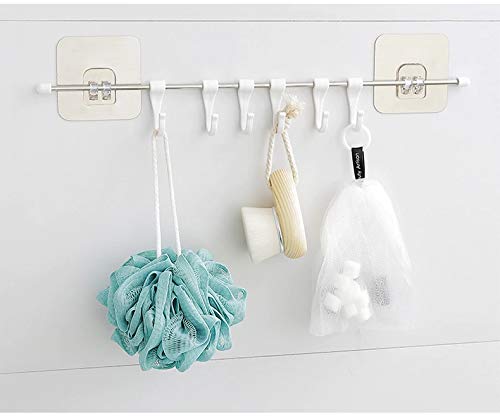 Killerzone Plastic Magic Sticker Series Self Adhesive Bathroom Towel Hanger Hook RailUtensil Rack Kitchen Hanger Hooks for Cup White 6Hooks 40 7cm - Image 5