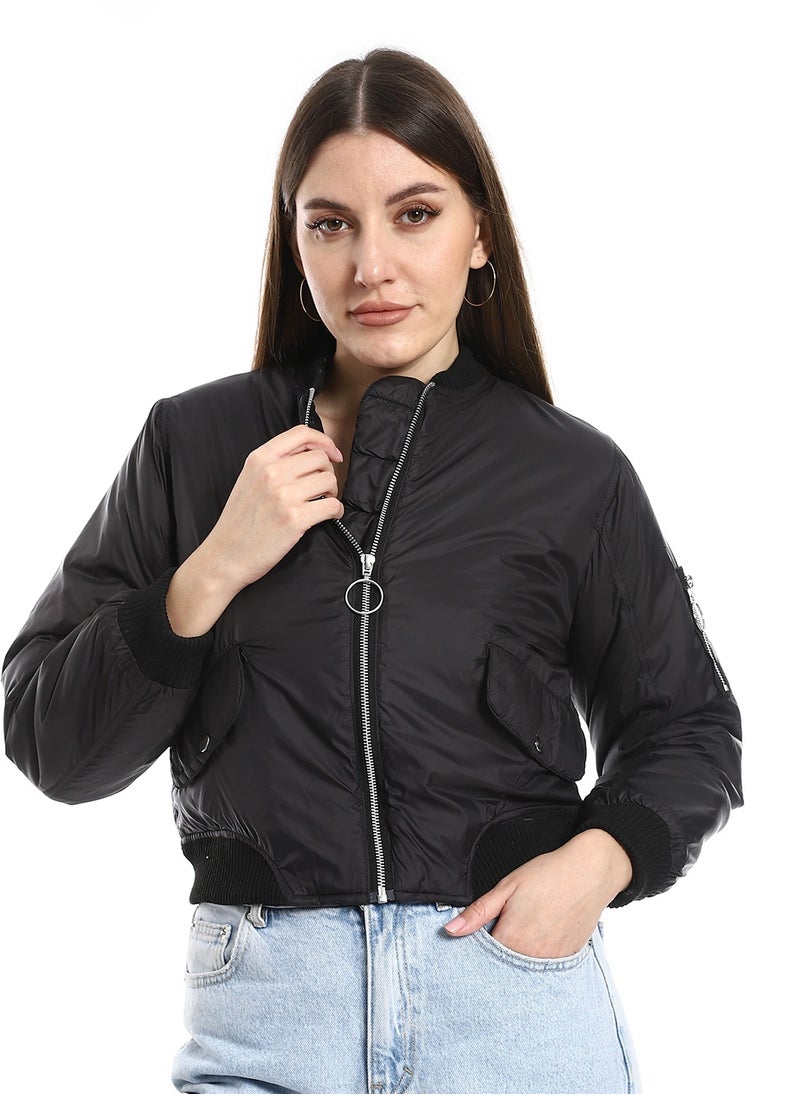 MERCH Black bomber jacket with inner lining  - Image 1