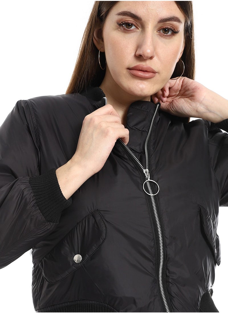 MERCH Black bomber jacket with inner lining  - Image 4