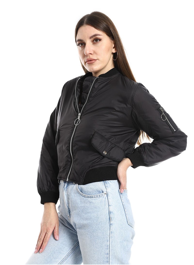 MERCH Black bomber jacket with inner lining  - Image 2